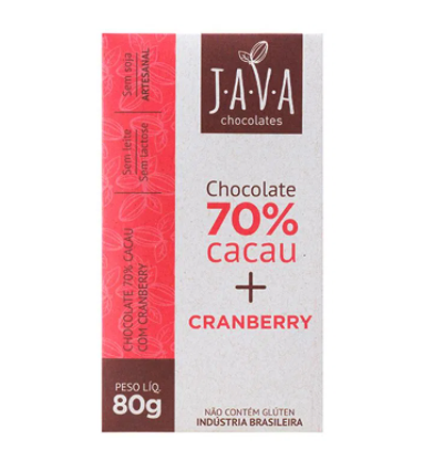 Chocolate 70% Cacau + Cranberry Java 80gr