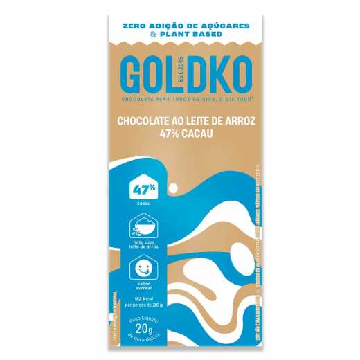 Chocolate ao Leite de Arroz 47% Cacau Goldko 60gr