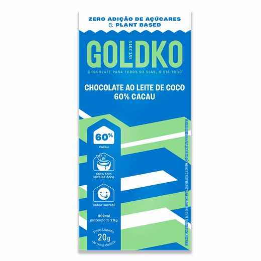 Chocolate ao Leite de Coco 60% Cacau GoldKo 60gr