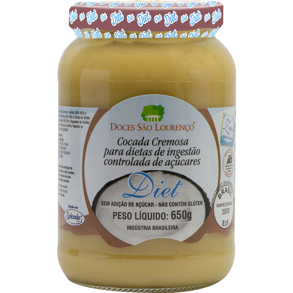 Cocada Cremosa Diet Doces São Lourenço 650gr