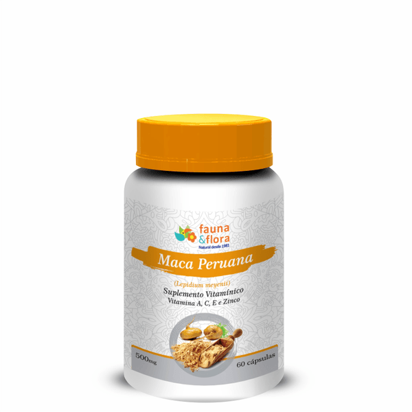 Maca peruana Vitamina A, C, E e Zinco Fauna&amp;Flora 500mg 60 cápsulas