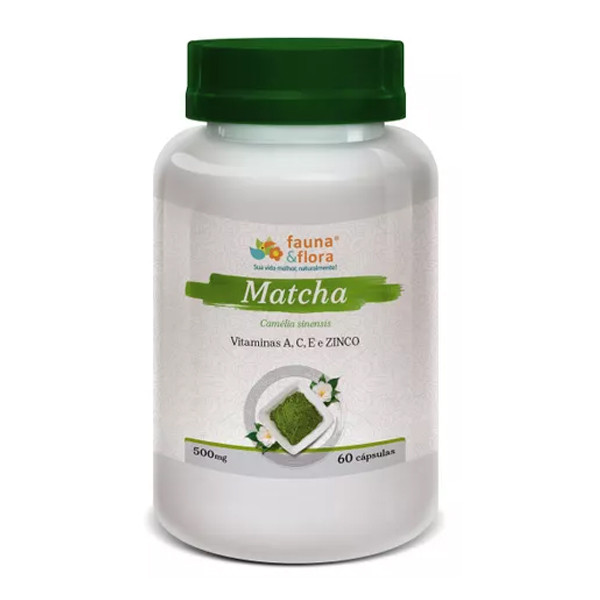 Matchá com Vitaminas A, C, E e Zinco 500mg Fauna&amp;Flora 60 cápsulas