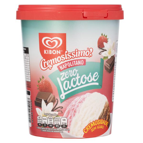 Sorvete Napolitano Zero Lactose Kibon 800ml