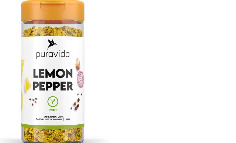 Tempero Natural sabor Lemon Pepper Pura Vida 140gr