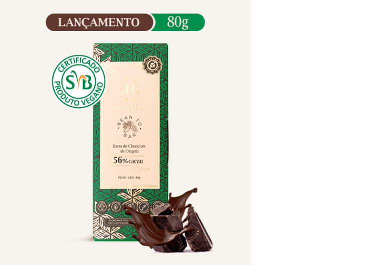 Barra de Chocolate 56% Cacau Vegana Haoma 80gr