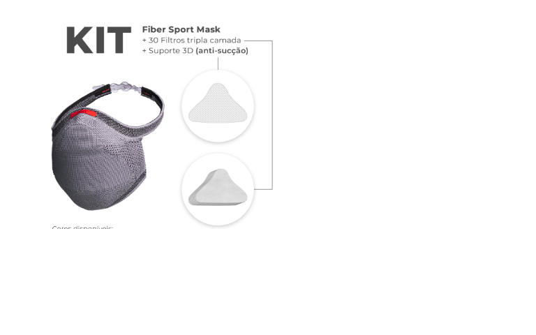 KIT Máscara FIBER Knit AIR + 30 Filtros de Proteção + Suporte