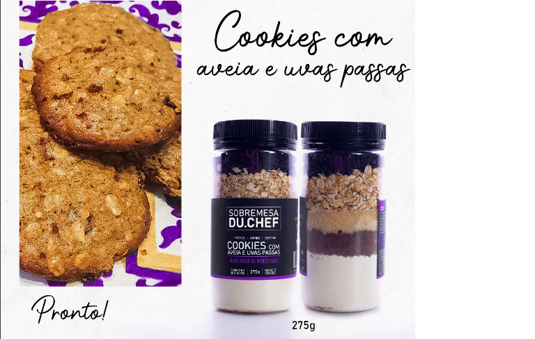 Cookies de Aveia e Uvas Passas Sobremesa Du.Chef 275gr
